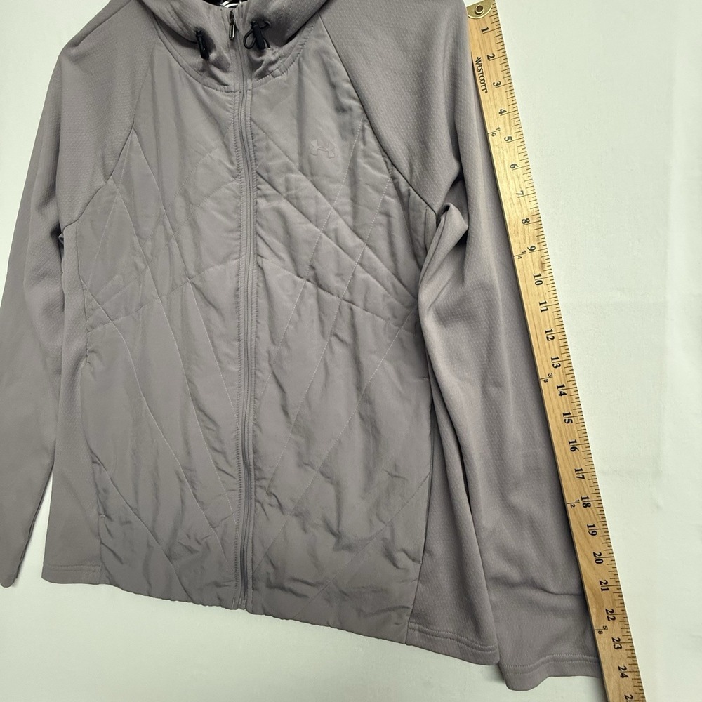 Under Armour Hooded Jacket Womens L Light Purple Quilted Hybrid‎ Full Zip - Picture 13 of 15